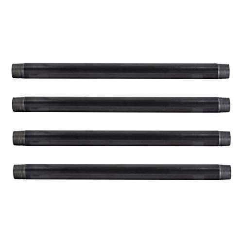 Four Pipes Pipe Décor 1” x 18” Malleable Cast Iron Pipe Connector Industrial Steel Grey Fits Standard One Inch Black Threaded Pipes Nipples and Fittings 4 Pack Build Vintage DIY Furniture 